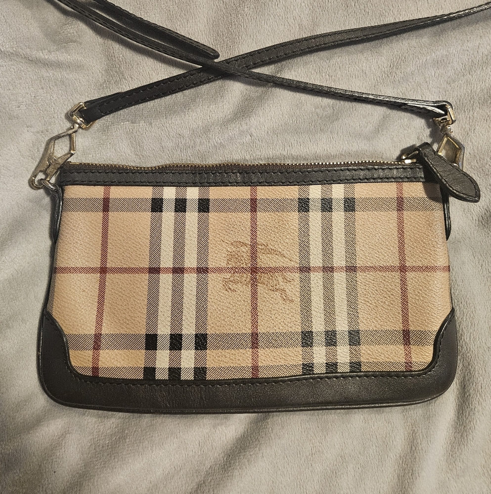 Burberry Tan and Brown Check Women's Leather Crossbody Bag
